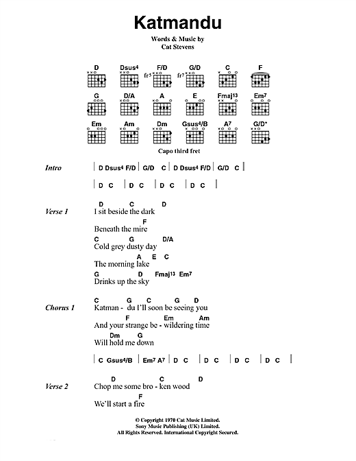 Katmandu (Guitar Chords/Lyrics) von Cat Stevens