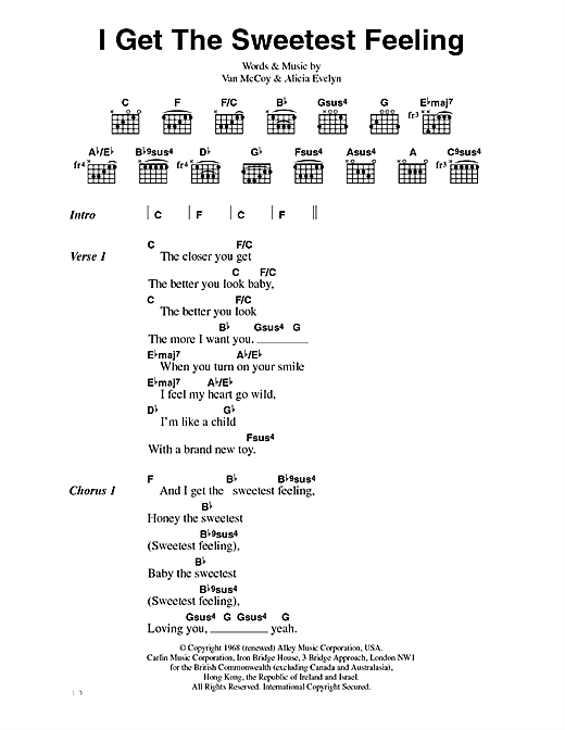 I Get The Sweetest Feeling (Guitar Chords/Lyrics) von Jackie Wilson