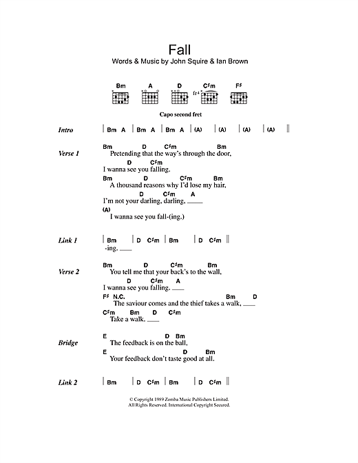 Fall (Guitar Chords/Lyrics) von The Stone Roses