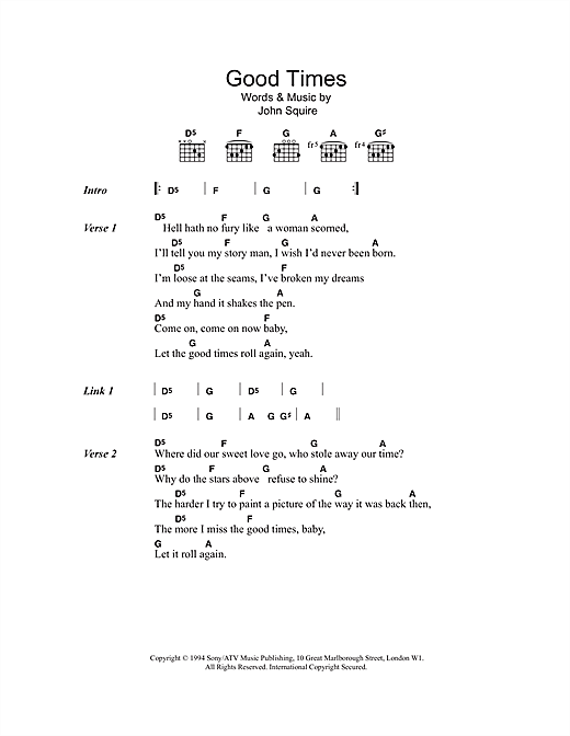 Good Times (Guitar Chords/Lyrics) von The Stone Roses