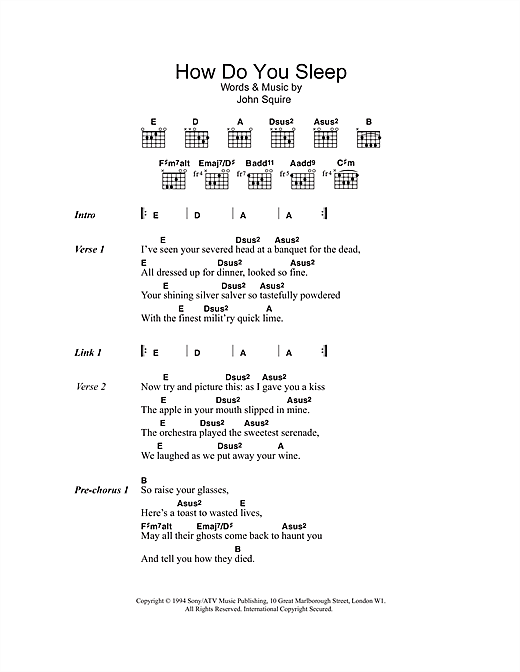 How Do You Sleep (Guitar Chords/Lyrics) von The Stone Roses