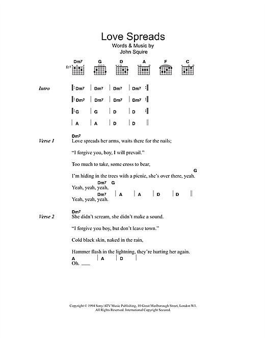 Love Spreads (Guitar Chords/Lyrics) von The Stone Roses