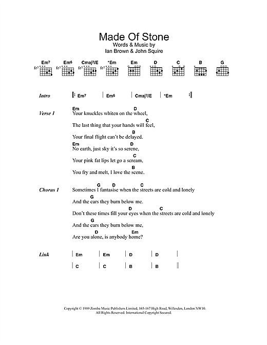 Made Of Stone (Guitar Chords/Lyrics) von The Stone Roses