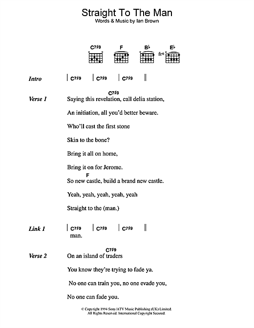 Straight To The Man (Guitar Chords/Lyrics) von The Stone Roses