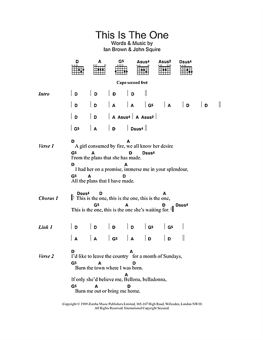 This is The One (Guitar Chords/Lyrics) von The Stone Roses