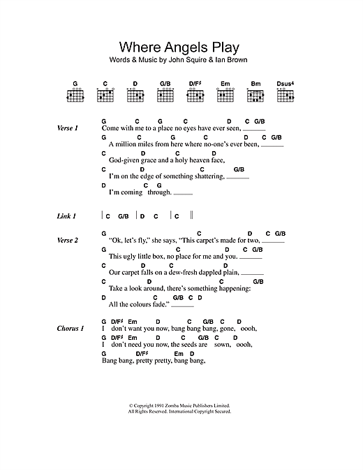 Where Angels Play (Guitar Chords/Lyrics) von The Stone Roses