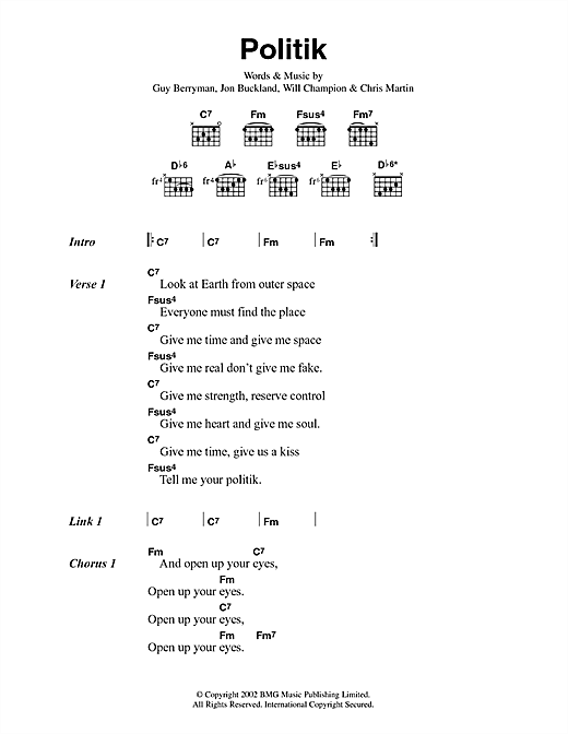 Politik (Guitar Chords/Lyrics) von Coldplay