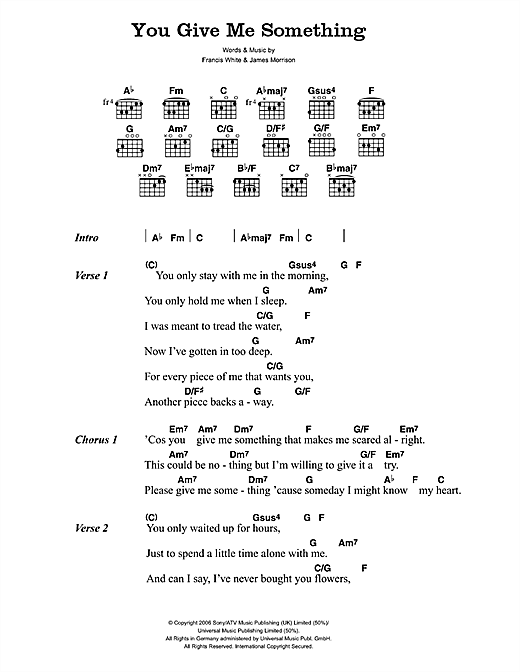 You Give Me Something (Guitar Chords/Lyrics) von James Morrison