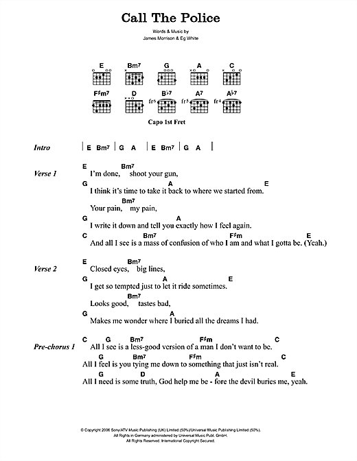 Call The Police (Guitar Chords/Lyrics) von James Morrison