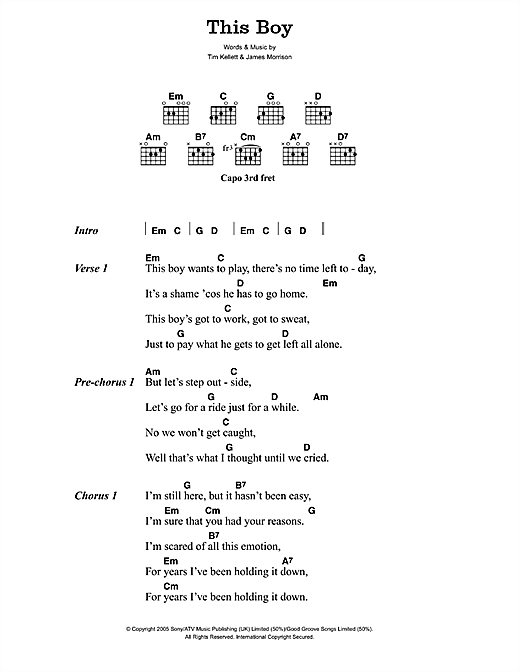 This Boy (Guitar Chords/Lyrics) von James Morrison