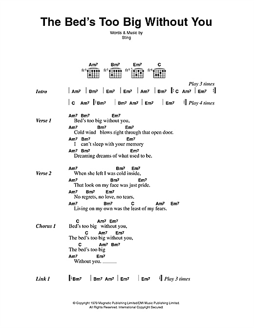 The Bed's Too Big Without You (Guitar Chords/Lyrics) von The Police