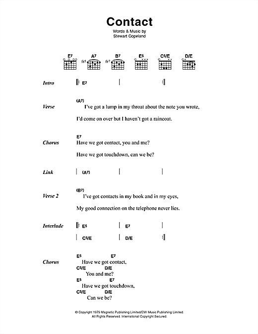 Contact (Guitar Chords/Lyrics) von The Police