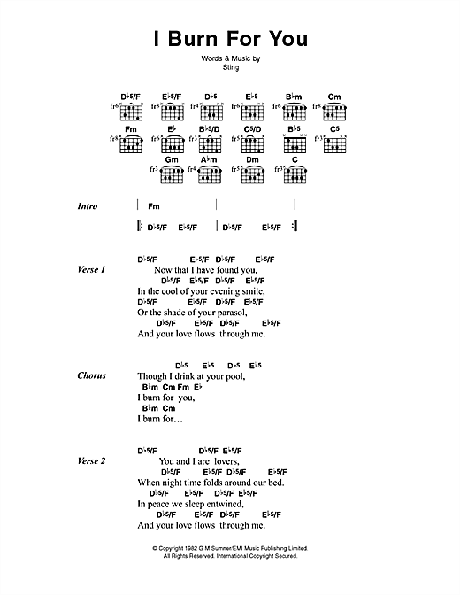 I Burn For You (Guitar Chords/Lyrics) von The Police