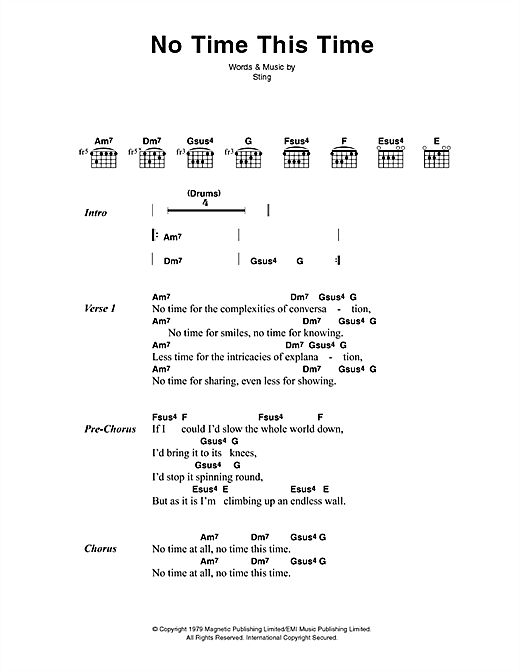 No Time This Time (Guitar Chords/Lyrics) von The Police