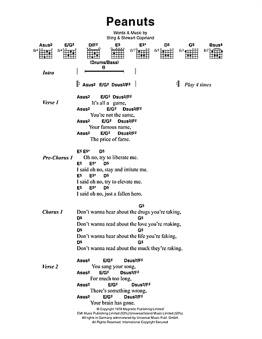 Peanuts (Guitar Chords/Lyrics) von The Police