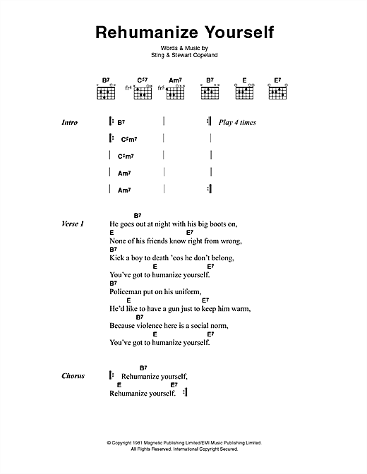 Rehumanize Yourself (Guitar Chords/Lyrics) von The Police