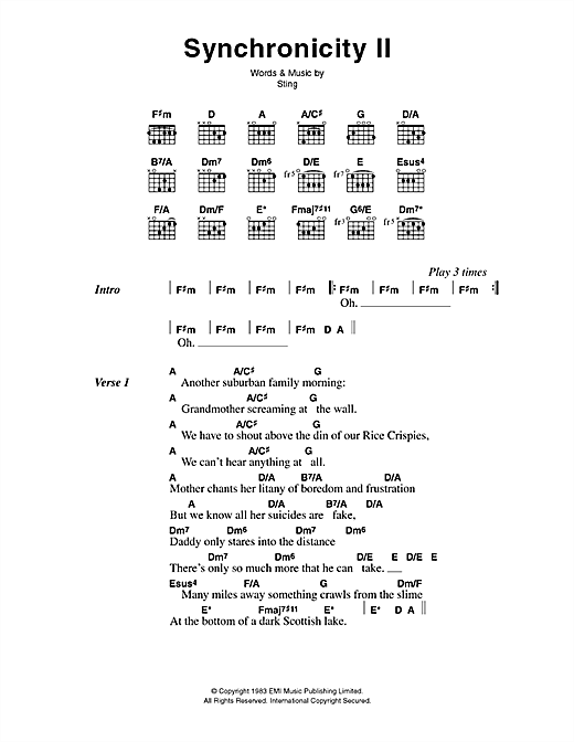 Synchronicity II (Guitar Chords/Lyrics) von The Police