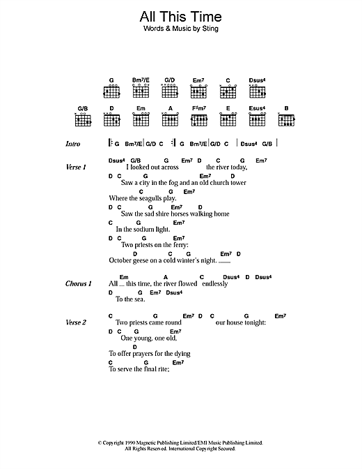 All This Time (Guitar Chords/Lyrics) von Sting