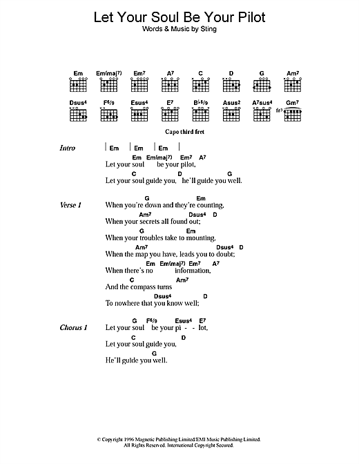 Let Your Soul Be Your Pilot (Guitar Chords/Lyrics) von Sting