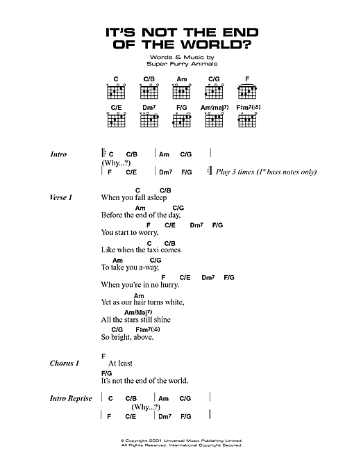 It's Not The End Of The World (Guitar Chords/Lyrics) von Super Furry Animals