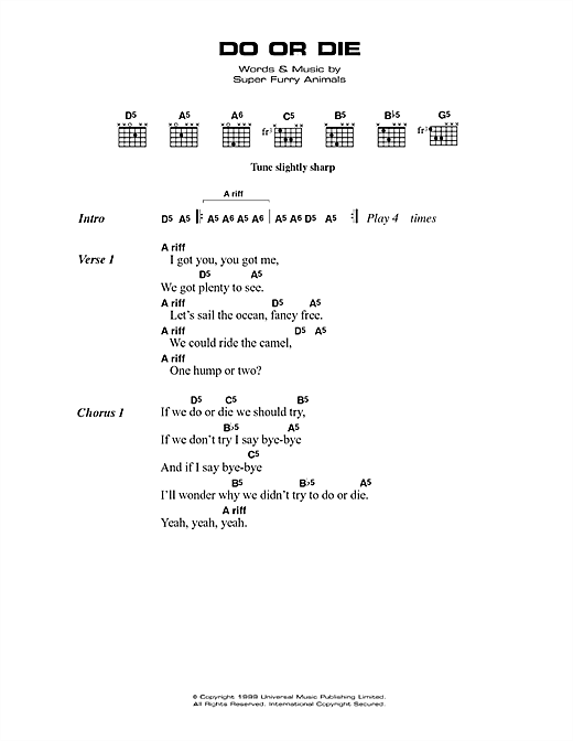 Do Or Die (Guitar Chords/Lyrics) von Super Furry Animals