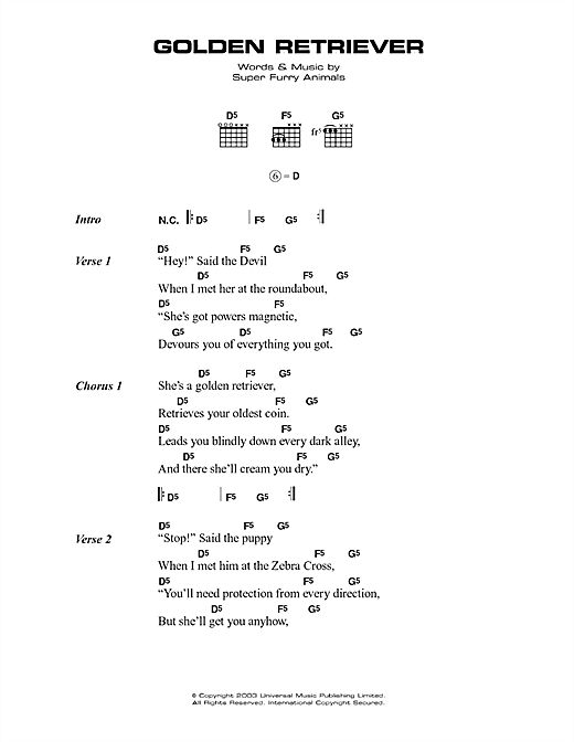 Golden Retriever (Guitar Chords/Lyrics) von Super Furry Animals