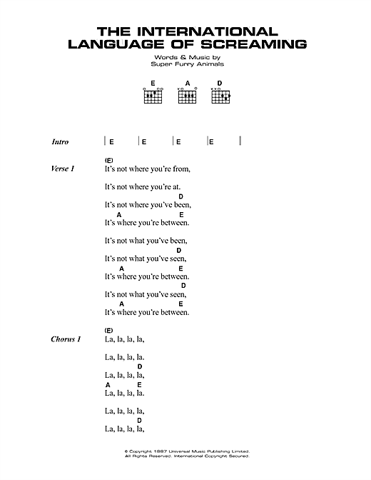 The International Language Of Screaming (Guitar Chords/Lyrics) von Super Furry Animals