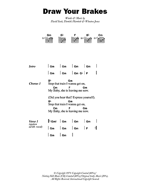 Draw Your Brakes (Guitar Chords/Lyrics) von Scotty