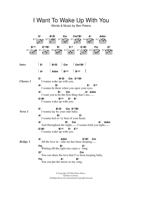 I Want To Wake Up With You (Guitar Chords/Lyrics) von Boris Gardiner