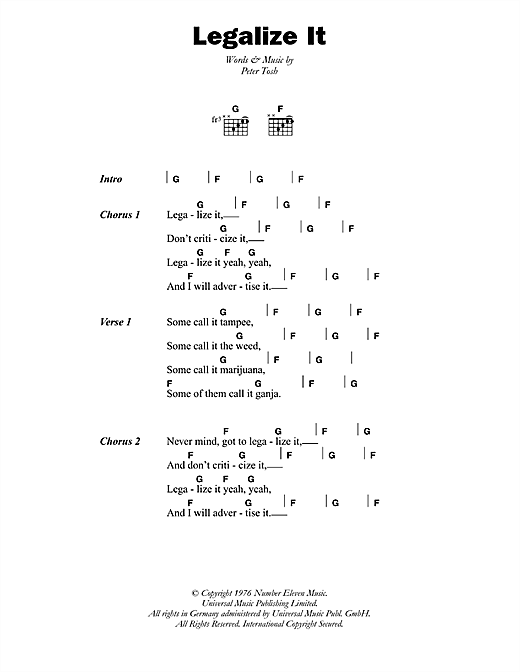 Legalize It (Guitar Chords/Lyrics) von Peter Tosh