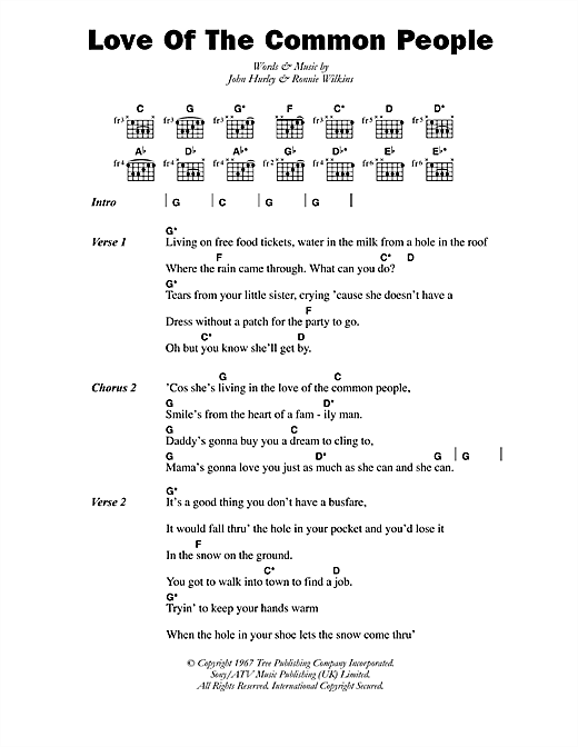 Love Of The Common People (Guitar Chords/Lyrics) von Nicky Thomas