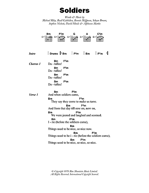 Soldiers (Guitar Chords/Lyrics) von Steel Pulse