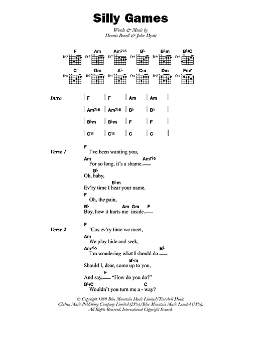 Silly Games (Guitar Chords/Lyrics) von Janet Kay