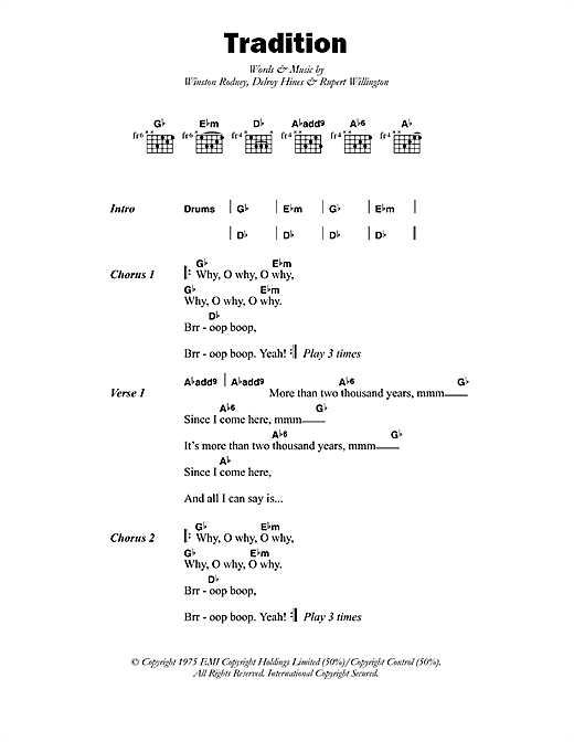 Tradition (Guitar Chords/Lyrics) von Burning Spear