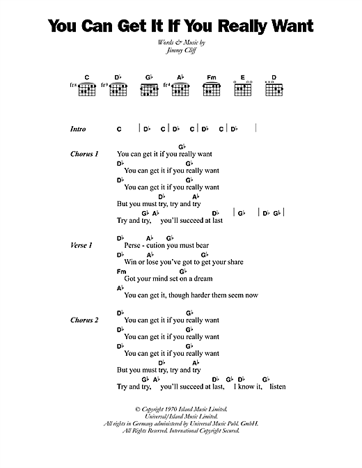 You Can Get It If You Really Want (Guitar Chords/Lyrics) von Desmond Dekker