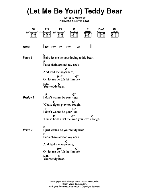 (Let Me Be Your) Teddy Bear (Guitar Chords/Lyrics) von Elvis Presley