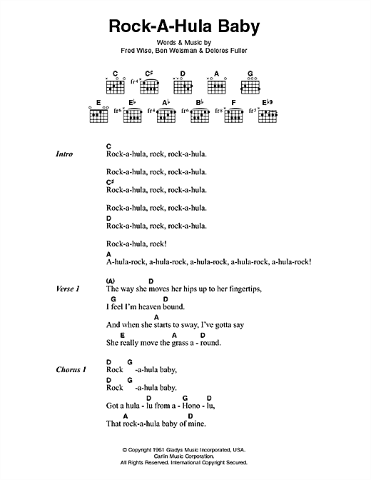 Rock-A-Hula Baby (Guitar Chords/Lyrics) von Elvis Presley