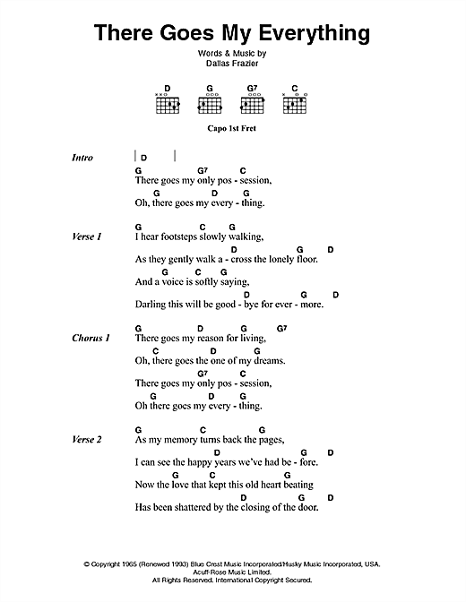 There Goes My Everything (Guitar Chords/Lyrics) von Elvis Presley