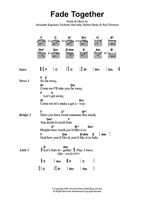 Fade Together (Guitar Chords/Lyrics) von Franz Ferdinand