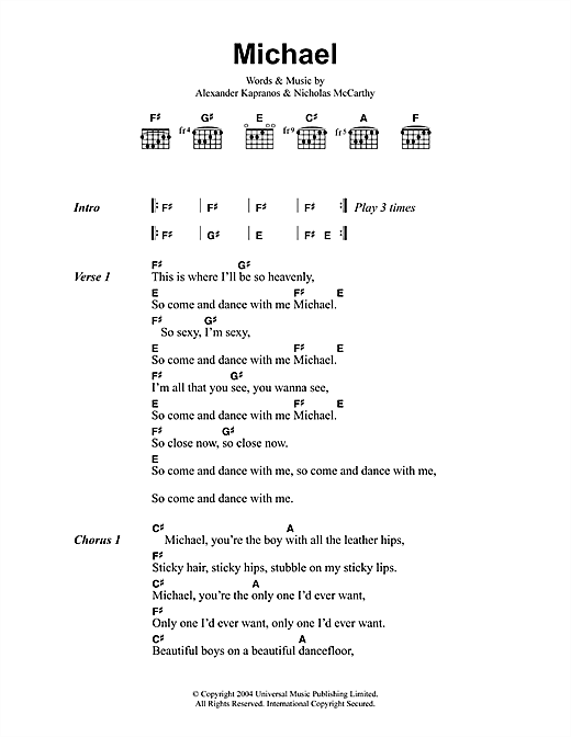 Michael (Guitar Chords/Lyrics) von Franz Ferdinand