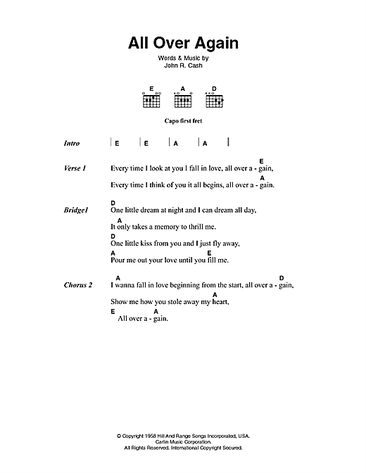 All Over Again (Guitar Chords/Lyrics) von Johnny Cash