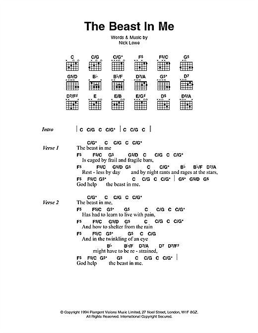 The Beast In Me (Guitar Chords/Lyrics) von Johnny Cash