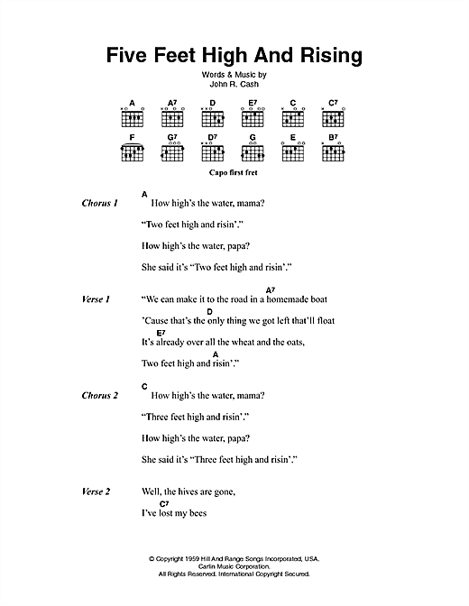 Five Feet High And Rising (Guitar Chords/Lyrics) von Johnny Cash