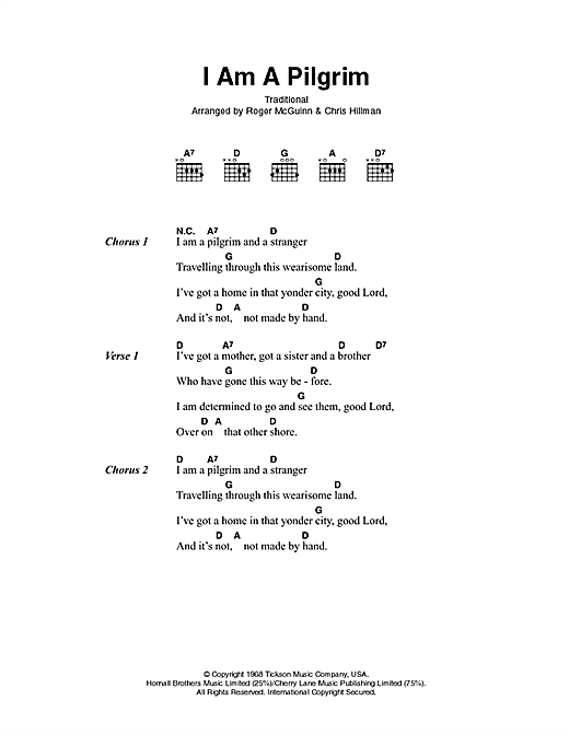 I Am A Pilgrim (Guitar Chords/Lyrics) von Johnny Cash