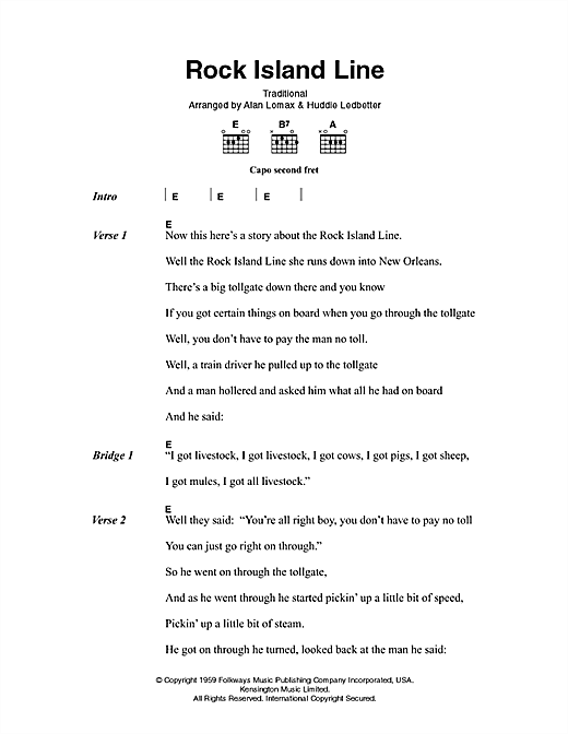 Rock Island Line (Guitar Chords/Lyrics) von Johnny Cash