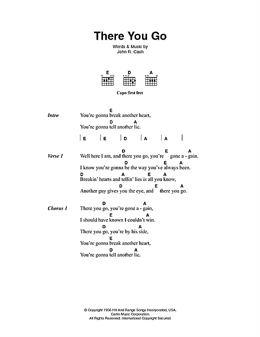 There You Go (Guitar Chords/Lyrics) von Johnny Cash