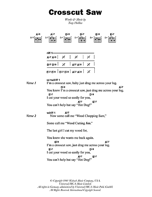 Crosscut Saw (Guitar Chords/Lyrics) von Albert King