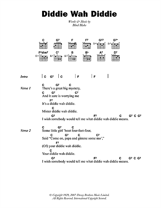 Diddie Wah Diddie (Guitar Chords/Lyrics) von Blind Blake