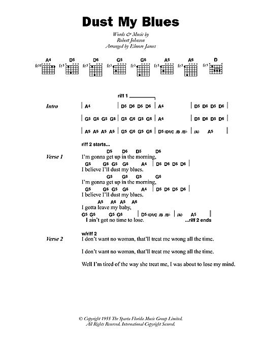 Dust My Blues (Guitar Chords/Lyrics) von Elmore James