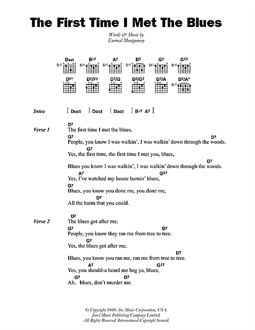 The First Time I Met The Blues (Guitar Chords/Lyrics) von Buddy Guy